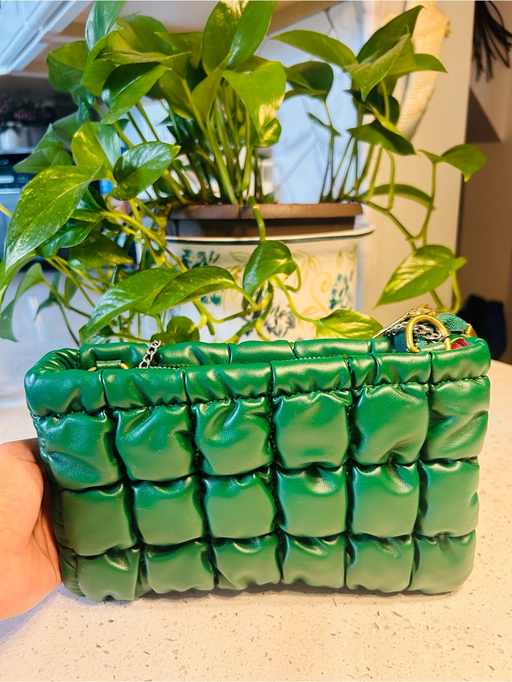Green Quilted Pouch Shoulder Bag - Unbranded